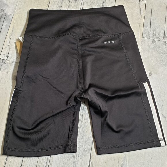 NWT - Adidas Women’s High Rise Workout Short 3 Stripe Aeoroready Size - Small - Picture 2 of 4